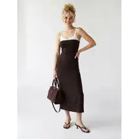MixRay Mouwloze Bodycon Midi Jurk Met Splits