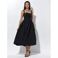 Busem Midi-jurk met vierkante kraag en knoopdetails