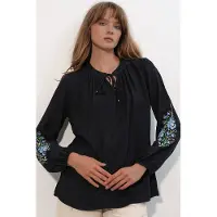 Bigdart Geborduurd Overmaat Crêpe Blouse