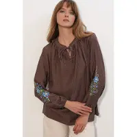 Big Dart Geborduurde Oversized Crêpe Bloes