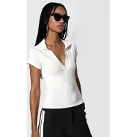 Busem Geribbelde Slim-Fit Polo Blouse
