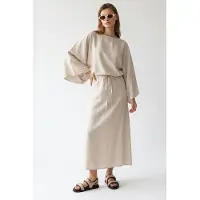 MixRay Dames Effen Textuur Maxi Jurk Met Strikdetail