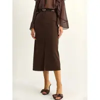 Bianco Hoog-waisted Midi Pencilrok met Split