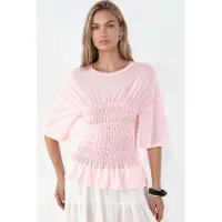 Busem Dames Solid Crepe Rimpel Blouse
