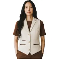 TruClothing Dames crèmekleurige visgraatwollen wollen tweed geruite op maat gemaakte gilet - WS-1