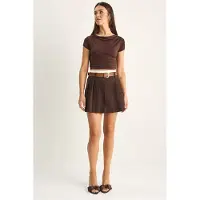Bianco Hoge Taille Mini Skort Met RIem