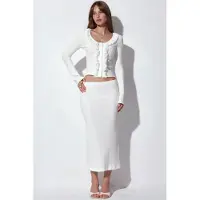 Busem Geribbelde Elastische Midi Rok