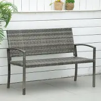 HAUSS SPOLE Tuinbank - 2 Persoons Zitbank - Met Rugleuning En Armleuningen - Voor Balkon, Tuin En Terras - Staal En Grijs Polyrattan