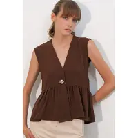 Big Dart V-hals Knoploze Mouwloze Blouse