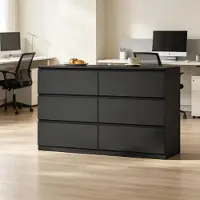 STILVORA Ladekast - Zwarte Commode Met 6 Lades - Modern Design Voor Woonkamer, Slaapkamer En Hal - Hout - 120x40x75 Cm