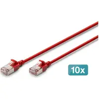 Digitus DK-1632-A-010S-R-10, 1 meter, Cat6a, F/FTP (FFTP), RJ-45, RJ-45, Rood