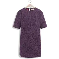 LOOXS little denim korte jurk met panterprint - paars Meisjes Katoen Ronde hals - maat 134