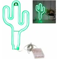 Aptel LED Neon Cactus Lamp - Batterijgevoed, Groen, Wanddecoratie