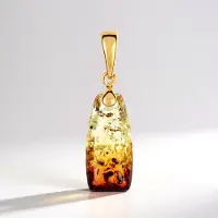 Cavill - Baltische Barnsteen Hanger 2,65 ct - 925 Sterling Zilver - 18K Goud Verguld - Elegante Oranje Rechthoekige Cabochon - Handgemaakte Sieraden
