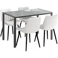 Vicco Eettafel set Grand Grijs 120 x 70 cm met 4 stoelen (beige), Model 63364