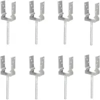 Alberts 8 x U-paaldrager voor inbetonneren, Riffelstahl-betonanker, 91x91 mm, thermisch verzinkt