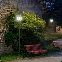 HAUSS SPOLE Lantaarnpaal – Solar LED-Verlichting – Ø26,5 x H177 Cm – Kunststof – Zwart – Voor Tuin En Terras – Met Automatische Nachtverlichting