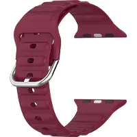 Mobigear Bumpy Siliconen Watch bandje geschikt voor Apple Watch Bandje Gespsluiting - 49/45/44/42 mm - Bordeaux Rood