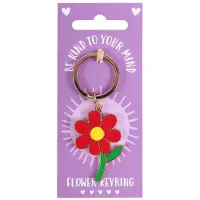 Something Different vrolijke sleutelhanger rode bloem Be kind to your mind bedankje opfleuren opkikker