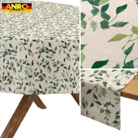 ANRO Tafelkleed Ranken Groen Ovaal 220x140cm Rechte rand Afwasbaar Waterafstotend Binnen & Buiten