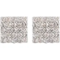 Charme Bijoux Magneet oorbellen - Strass- vierkant- zilverkleur- 1.5 cm- geen gaatje-