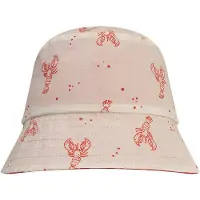 Swim Essentials Zonnehoed Omkeerbaar - Beige/rood - Little Lobster - 2/4 Years