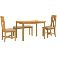 vidaXL Eetkamerset 4 st Beige Massief Eikenhout