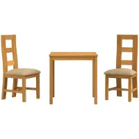 vidaXL Eetkamerset 3 st Beige Massief Eikenhout