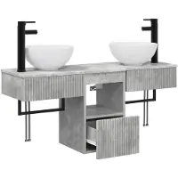 vidaXL Badkameraccessoireset, 3 stuks, betonkleur, houtvezel