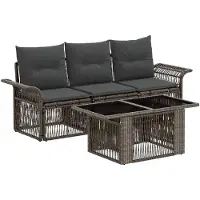 vidaXL Tuinbank Set 4 st Grijs en Donkergrijs poly rattan