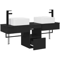 vidaXL Badkameraccessoireset, 3 stuks, zwart, houtvezel