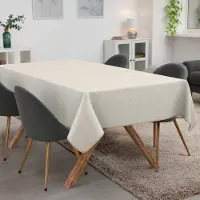 ANRO Tafelkleed Bloemen Beige 180x120cm Met sierband Afwasbaar Waterafstotend Binnen & Buiten