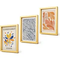 Coloray 4-Delige Schilderij Set - Moderne bloemen met abstracte patronen - 20 x 30 cm - Decoratieve Muurdecoratie - Slaapkamer - Wanddecoratie