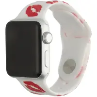 123Watches print bandje - siliconen - kusjes print wit - 44 · 45 · 46 & 49 mm - Geschikt voor Apple Watch series 1/2/3/4/5/6/7/8/9/10/11/12/SE/SE2/SE3/Ultra/Ultra 2/Ultra 3/Ultra 4