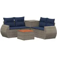 vidaXL Bankstel 6 st Grijs en Marineblauw 55 x 55 x 37 cm
