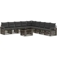 vidaXL Tuinbank Set 10 st Grijs en Donkergrijs poly rattan