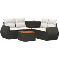 vidaXL Bankstel 6 st Zwart en Crème Wit 55 x 55 x 37 cm