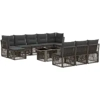 vidaXL Tuinbank Set 11 st Grijs poly rattan