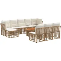 vidaXL Tuinbank Set 11 st Natuurlijk en Crème Wit poly rattan