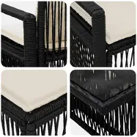 vidaXL Tuinbank Set 13 st Zwart en Crème Wit poly rattan