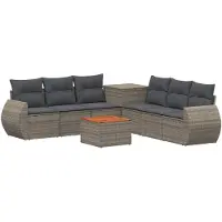 vidaXL Bankstel 8 st Grijs en Donkergrijs Poly Rattan en Staal