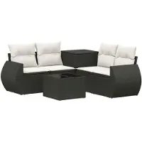 vidaXL Bankstel 6 st Zwart en Crème Wit 55 x 55 x 37 cm