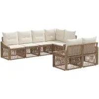 vidaXL Tuinset met 7 zitplaatsen, beige, van polyrotan