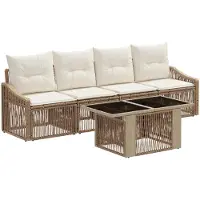 vidaXL Tuinbank Set 5 st Beige en Crème Wit poly rattan