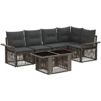 vidaXL Tuinbank Set 6 st Grijs en Donkergrijs poly rattan