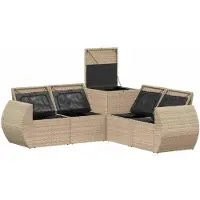 vidaXL Bankstel 5 st Beige en Lichtgrijs 188 x 188 x 85 cm