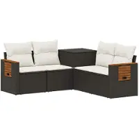 vidaXL Bankstel 5 st Zwart en Cream Wit 179 x 179 x 85 cm