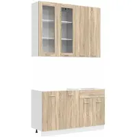 vidaXL Keukenblok LYON 4 st Sonoma Eiken Bewerkt hout