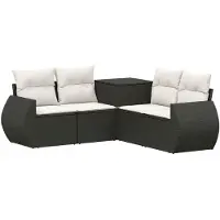 vidaXL Bankstel 5 st Zwart en Crème Wit 188 x 188 x 85 cm