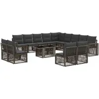 vidaXL Tuinbank Set 14 st Grijs en Donkergrijs poly rattan